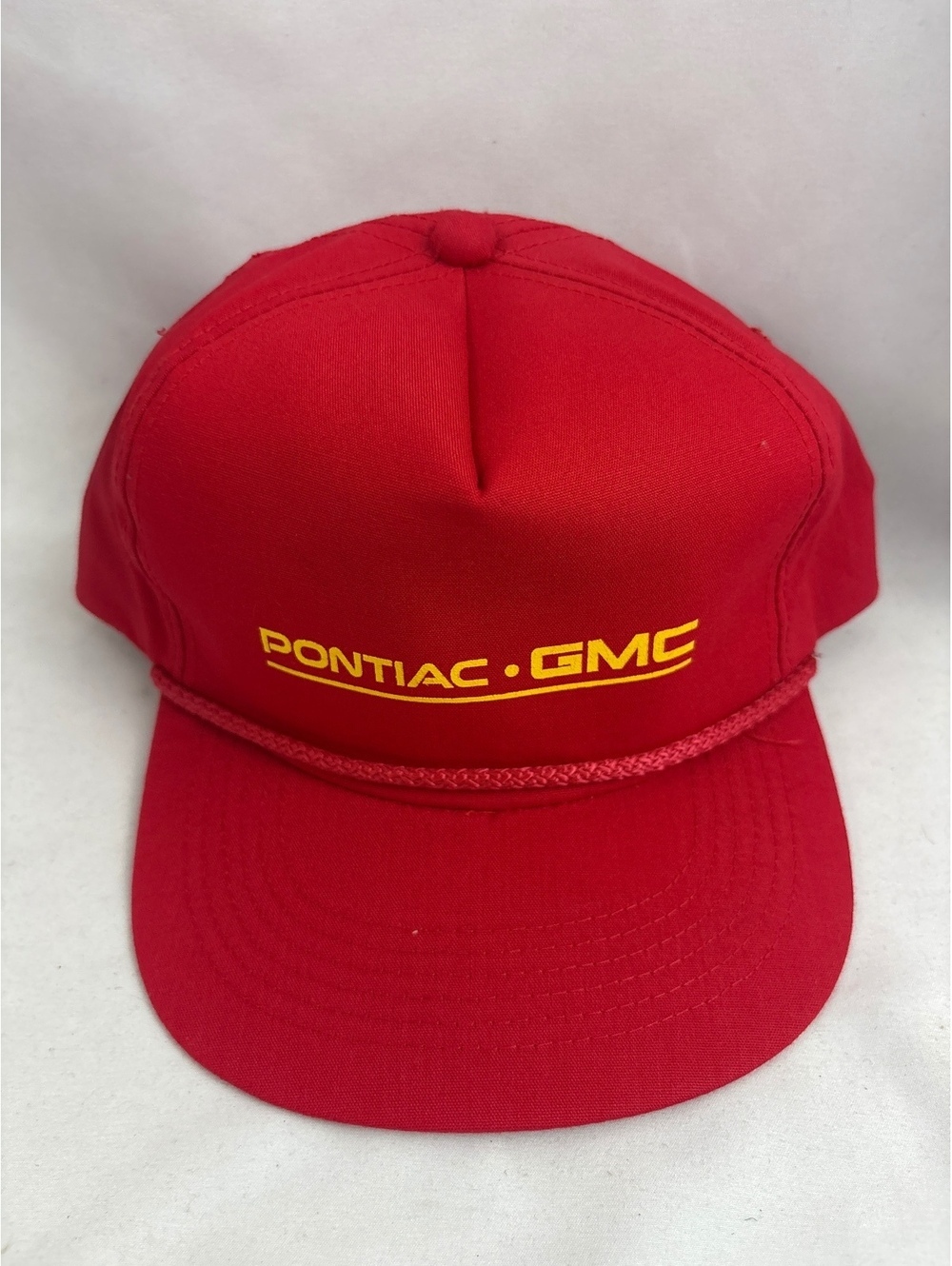 Vintage Red Pontiac GMC Snapback Hat Cap Rope